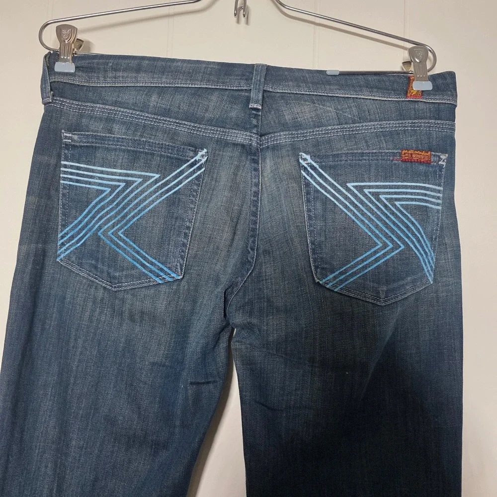 7 For All‎ Mankind Flynt Bootcut Jeans Dark Wash Embroidered Pockets Size 28